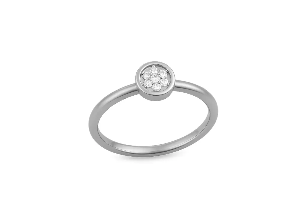 LUMA - Pavé set diamond round motif ring-VR1328 (White)