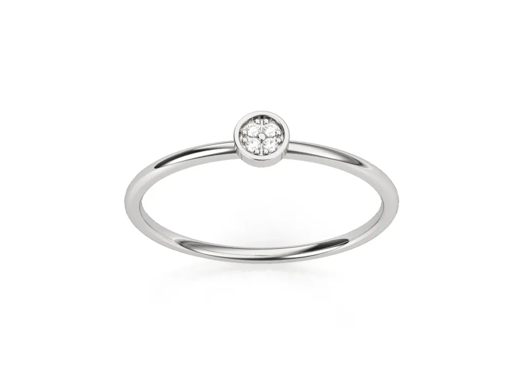 LUMA - Pavé set diamond round motif ring-VR1328 (White)