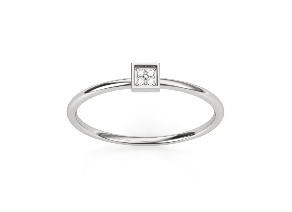 PIXEL - Pavé set diamond square motif ring-VR1329 (White)