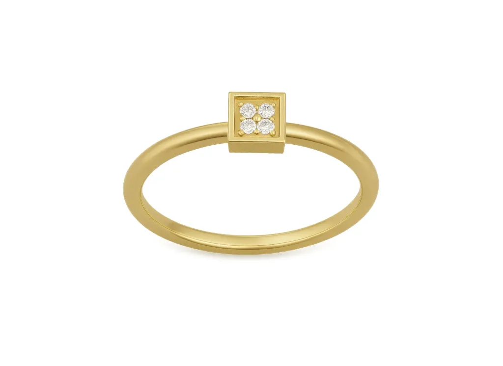 PIXEL - Pavé set diamond square motif ring-VR1329