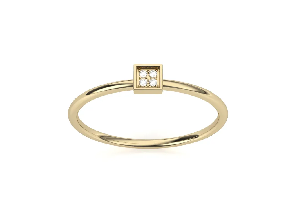 PIXEL - Pavé set diamond square motif ring-VR1329