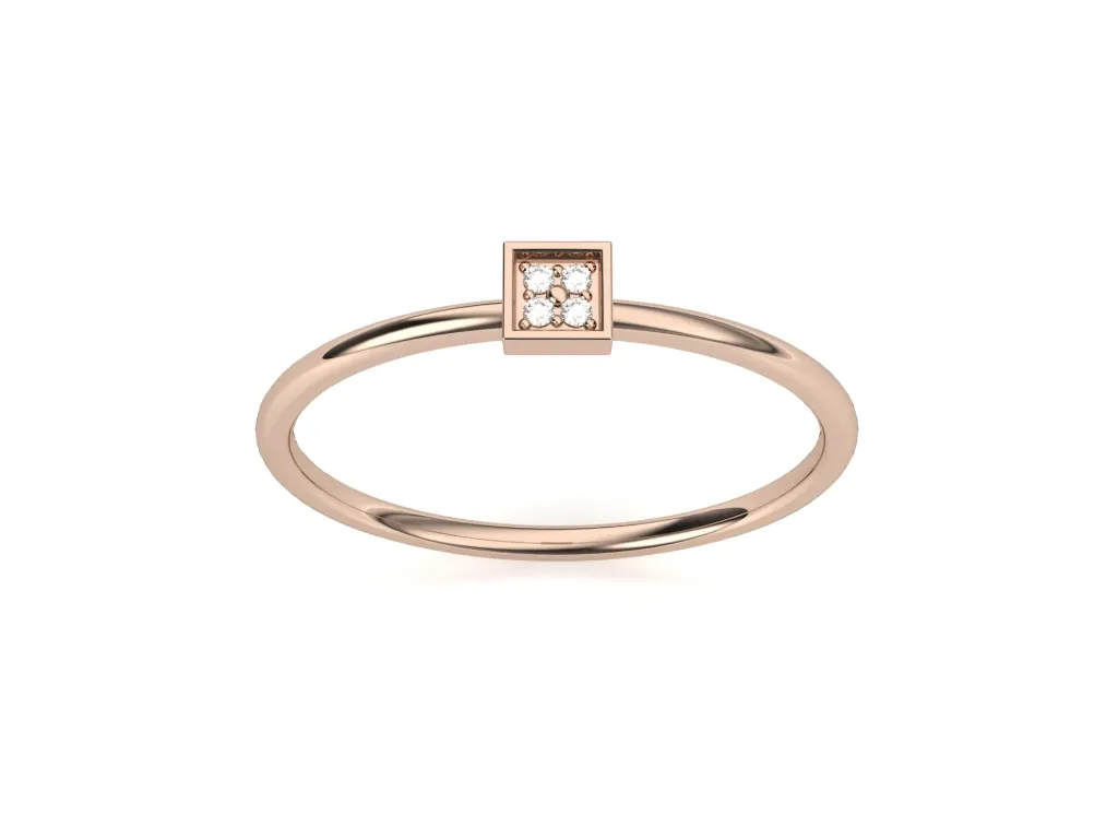 PIXEL - Pavé set diamond square motif ring-VR1329