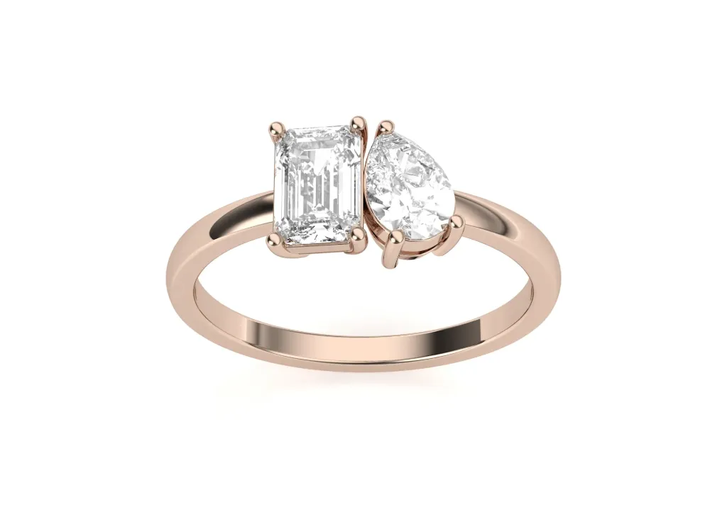 DYMERA — Emerald and pear-cut diamond Toi et Moi ring-VR1333