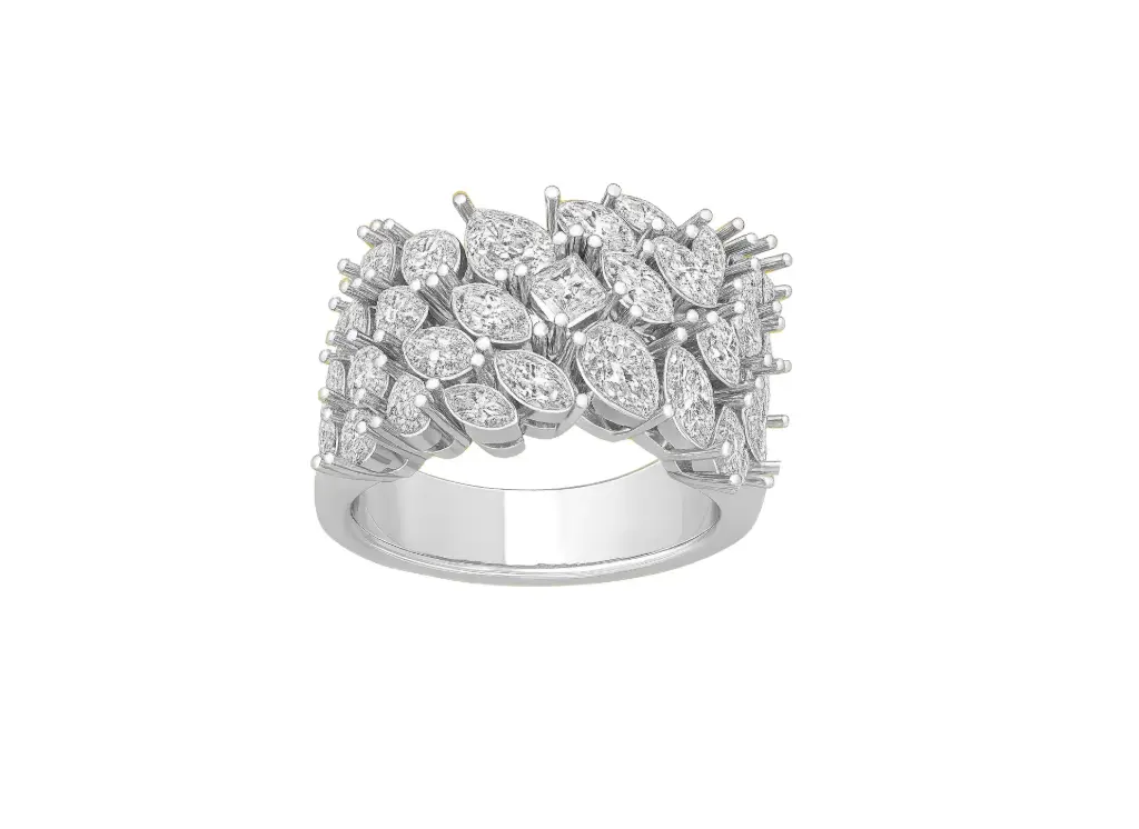 CELESTIA — Pear, Princess and Marquise cut diamond fashionable ring-VR70047 (White)