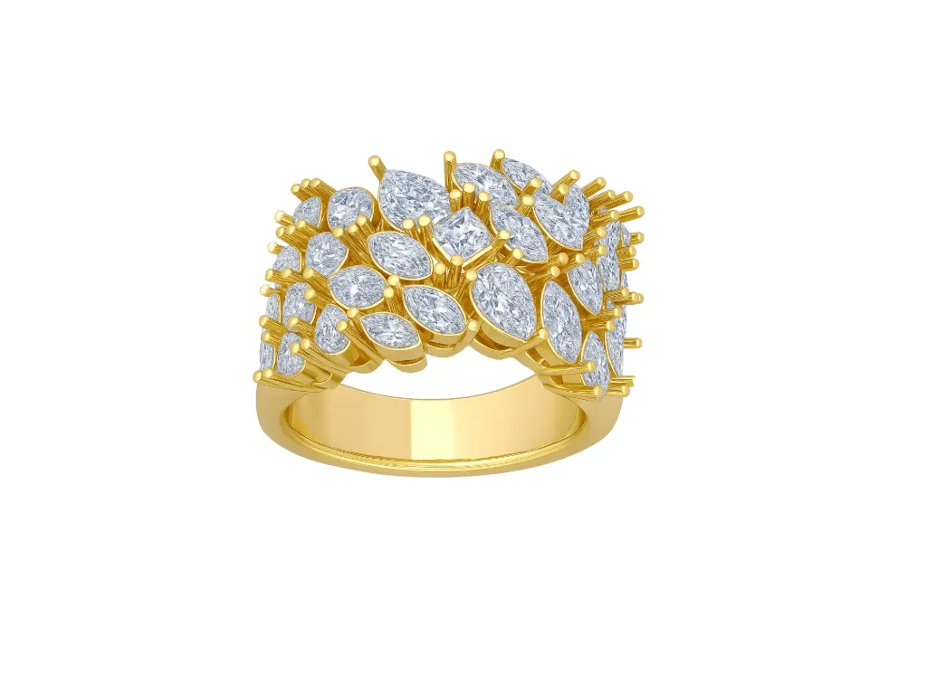 CELESTIA — Pear, Princess and Marquise cut diamond fashionable ring-VR70047