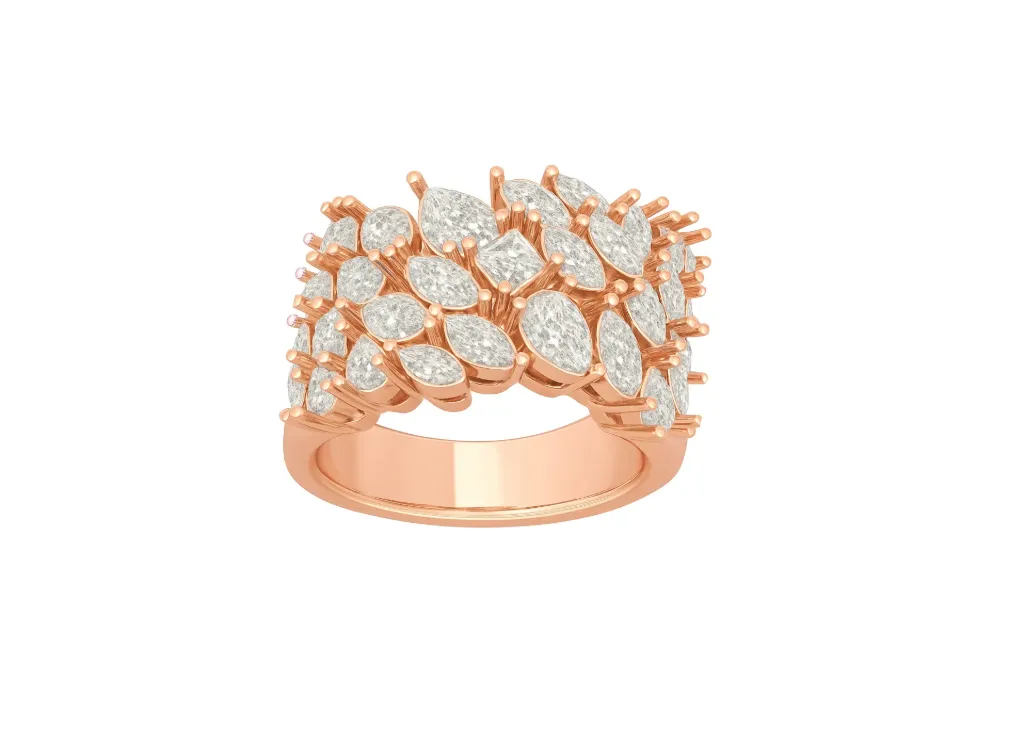 CELESTIA — Pear, Princess and Marquise cut diamond fashionable ring-VR70047