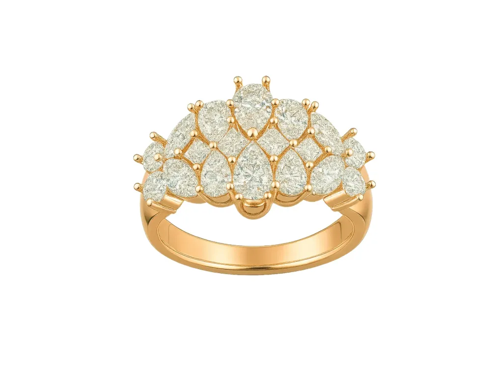 AURORA — Pear, Princess and Marquise cut diamond fashionable ring-VR70048