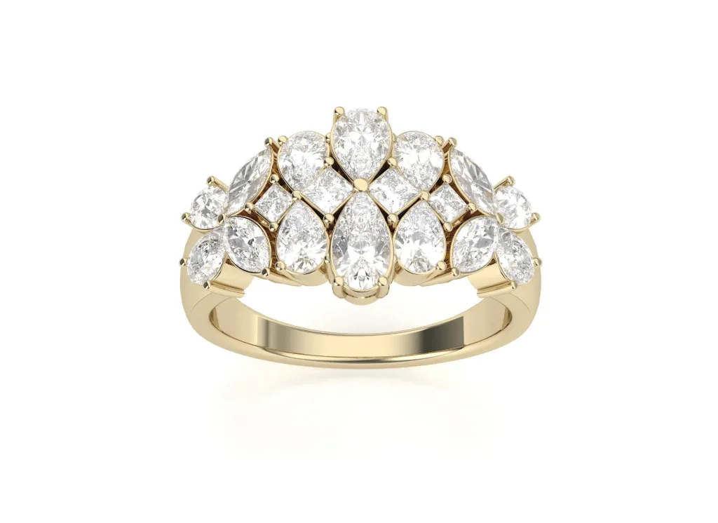 AURORA — Pear, Princess and Marquise cut diamond fashionable ring-VR70048