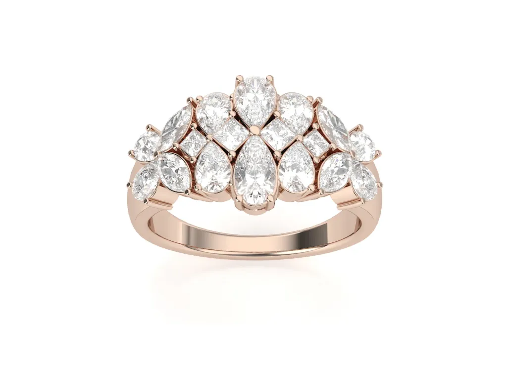 AURORA — Pear, Princess and Marquise cut diamond fashionable ring-VR70048
