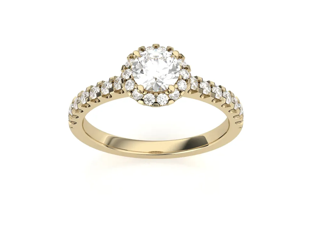 SOLMERA — Round center diamond ring with a round diamond halo-VR87711
