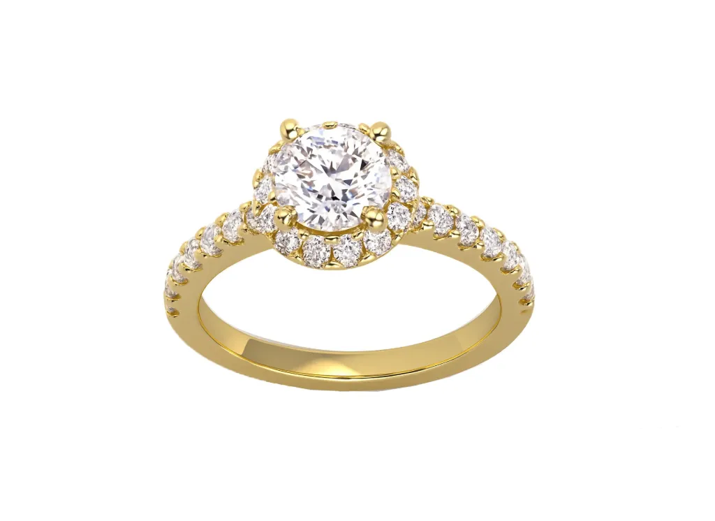 SOLMERA — Round center diamond ring with a round diamond halo-VR87711