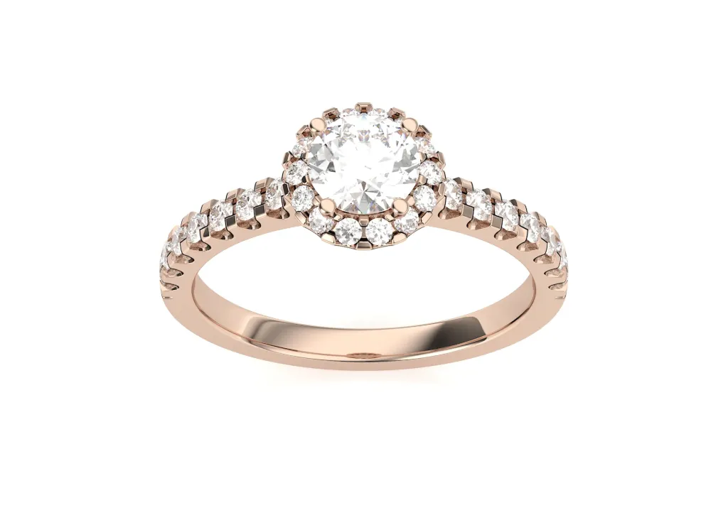 SOLMERA — Round center diamond ring with a round diamond halo-VR87711