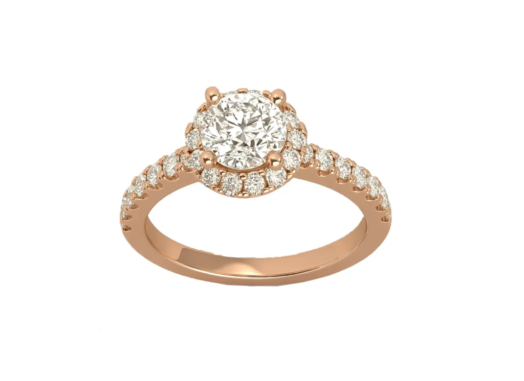 SOLMERA — Round center diamond ring with a round diamond halo-VR87711