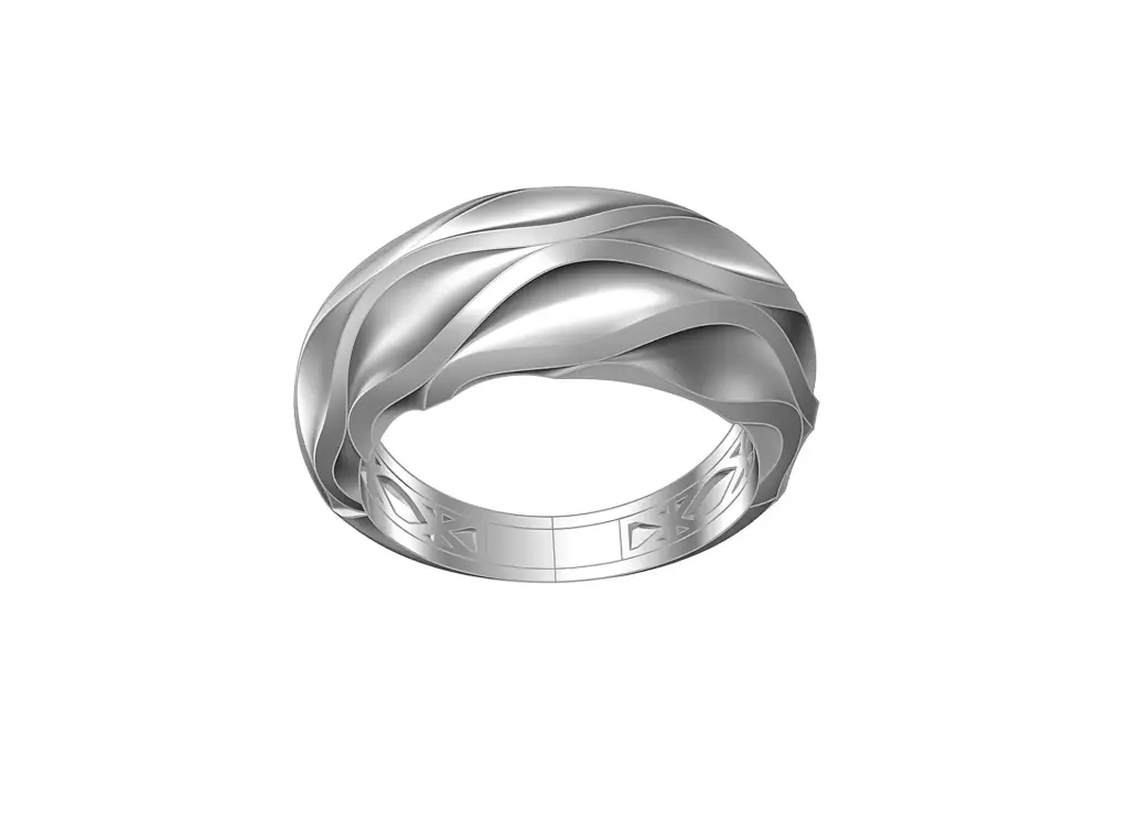 DRIFT — Wave-sculpted plain metal ring-VR87712 (White)