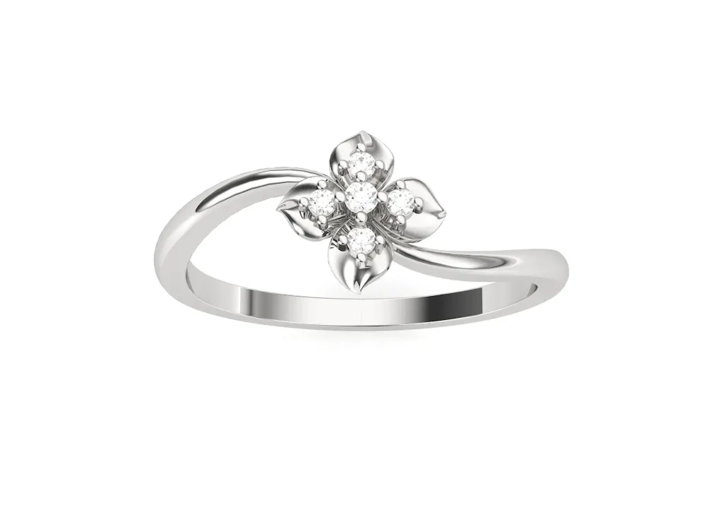 BLOOM — Floral cluster round diamond ring-VR87713 (White)
