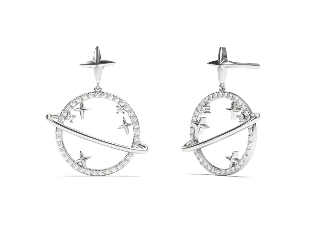 SATURNA-Celestial-themed earrings featuring star motifs oval designs reminiscent of Saturn’s rings - VER29909