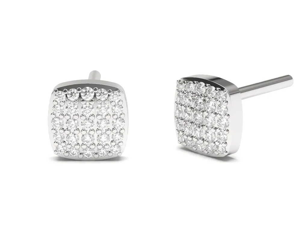 PAVORA-square stud earrings featuring a pavé grid of diamonds for maximum brilliance - VER29914