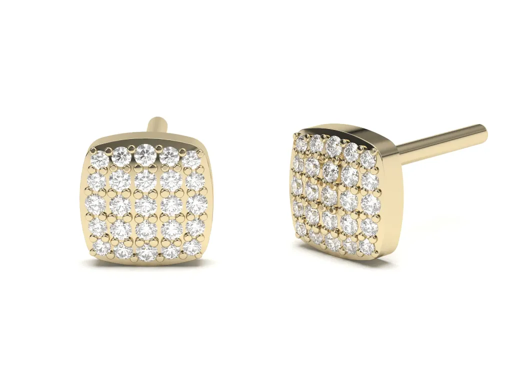 PAVORA-square stud earrings featuring a pavé grid of diamonds for maximum brilliance - VER29914