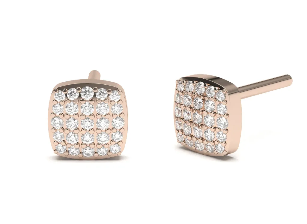 PAVORA-square stud earrings featuring a pavé grid of diamonds for maximum brilliance - VER29914