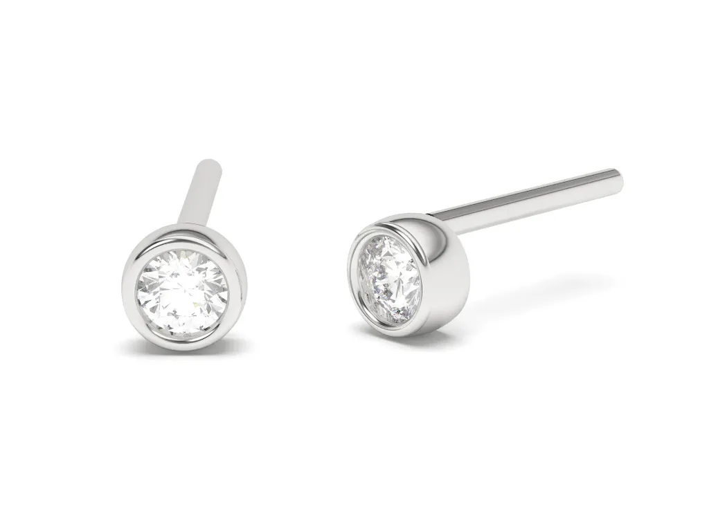 CLARIS-Bezel-set stud earrings featuring round brilliant-cut diamonds for a sleek, modern sparkle. - VER29916