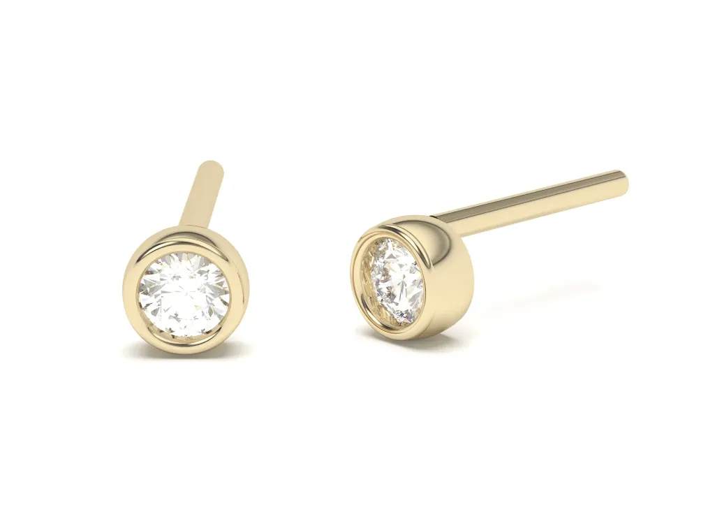 CLARIS-Bezel-set stud earrings featuring round brilliant-cut diamonds for a sleek, modern sparkle. - VER29916