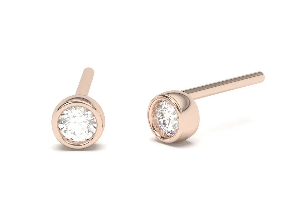 CLARIS-Bezel-set stud earrings featuring round brilliant-cut diamonds for a sleek, modern sparkle. - VER29916
