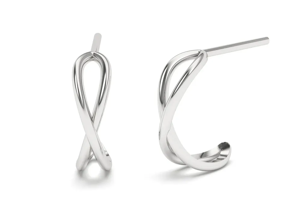 VELISSY-infinity-inspired plain metal earrings featuring twisted loops - VER29918