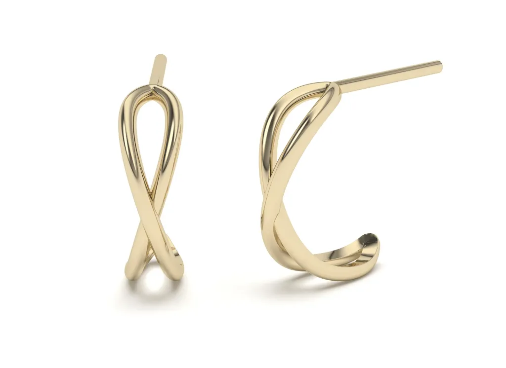 VELISSY-infinity-inspired plain metal earrings featuring twisted loops - VER29918