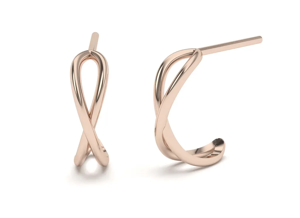 VELISSY-infinity-inspired plain metal earrings featuring twisted loops - VER29918