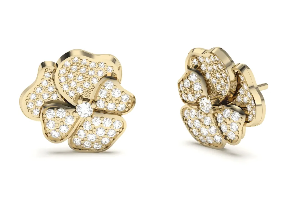 FLORIVRA-floral earrings featuring diamond-encrusted petals - VER29922