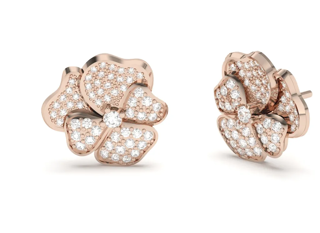 FLORIVRA-floral earrings featuring diamond-encrusted petals - VER29922