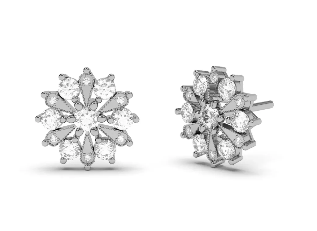 FLORIVRA-floral earrings featuring diamond-encrusted petals - VER29924