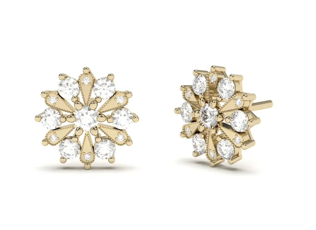 FLORIVRA-floral earrings featuring diamond-encrusted petals - VER29924