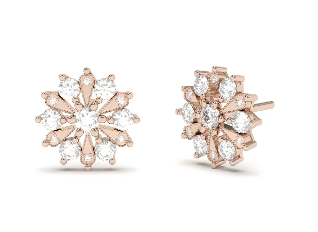 FLORIVRA-floral earrings featuring diamond-encrusted petals - VER29924