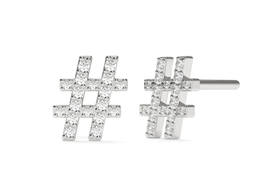 TAGORA-hashtag-shaped earrings representing connection, trends, and discoverability - VER29883
