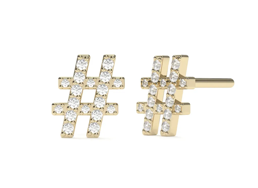 TAGORA-hashtag-shaped earrings representing connection, trends, and discoverability - VER29883