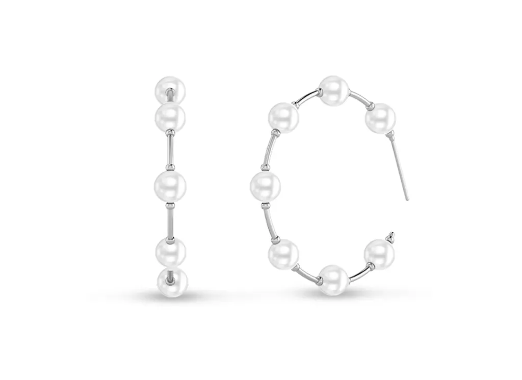 PERLIVRA-earrings featuring linked round pearls -VER29889