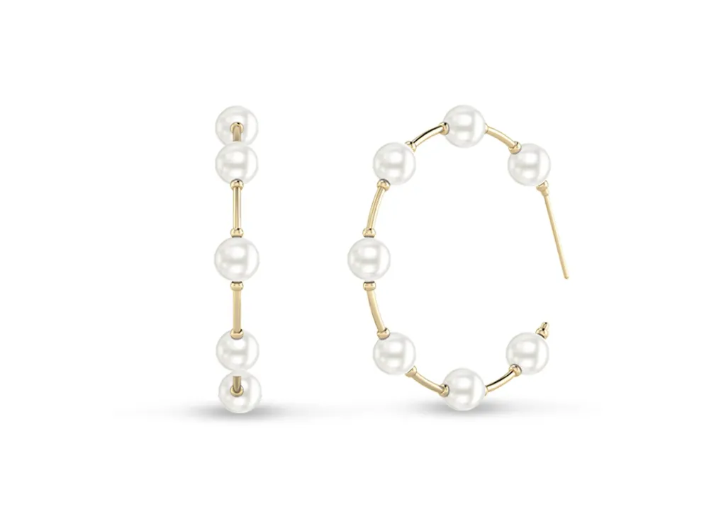 PERLIVRA-earrings featuring linked round pearls -VER29889