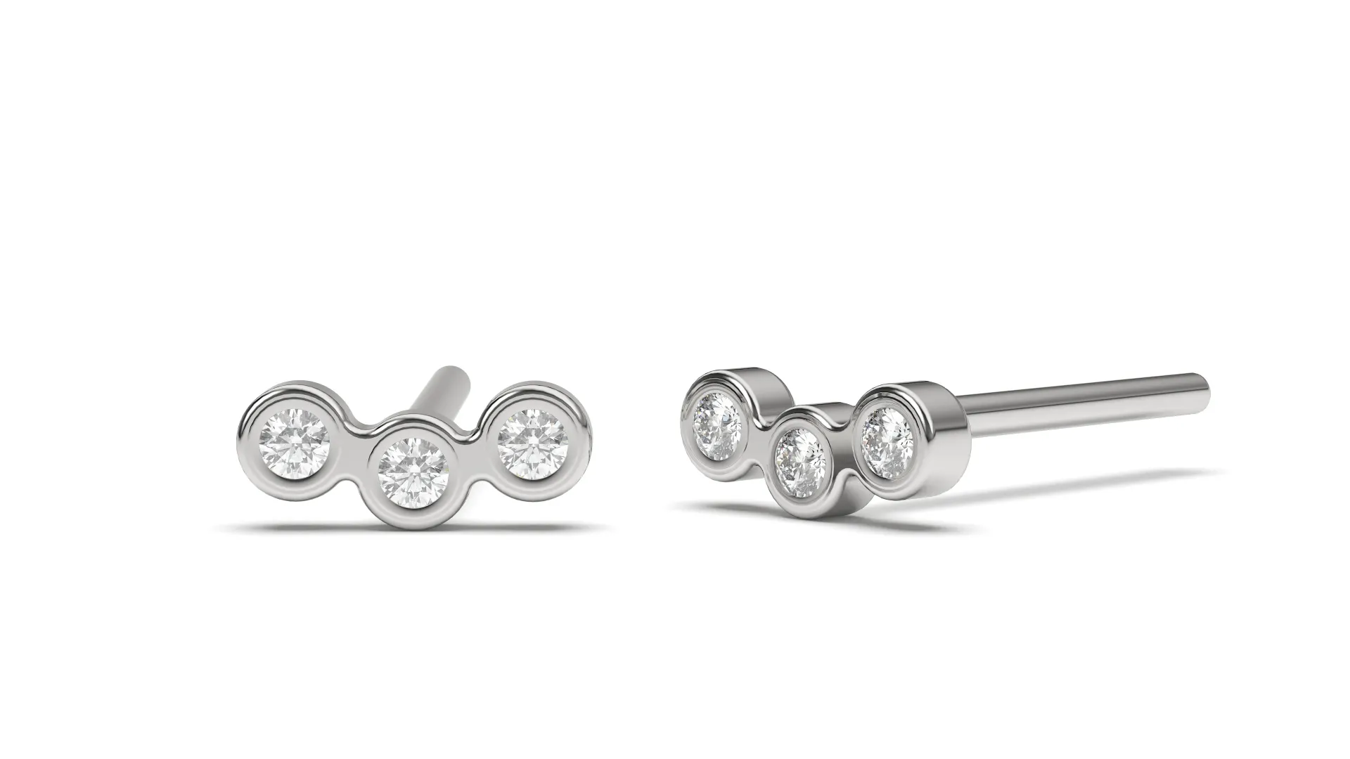 TRIVISSE-horizontal bezel-set diamond earrings - VER29897