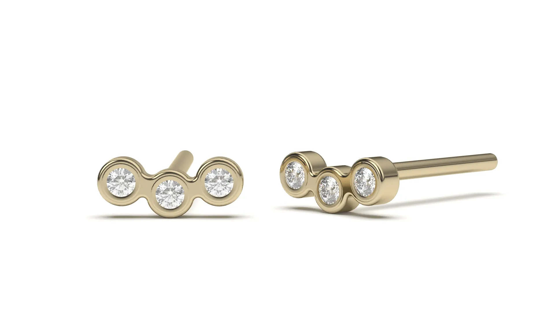 TRIVISSE-horizontal bezel-set diamond earrings - VER29897