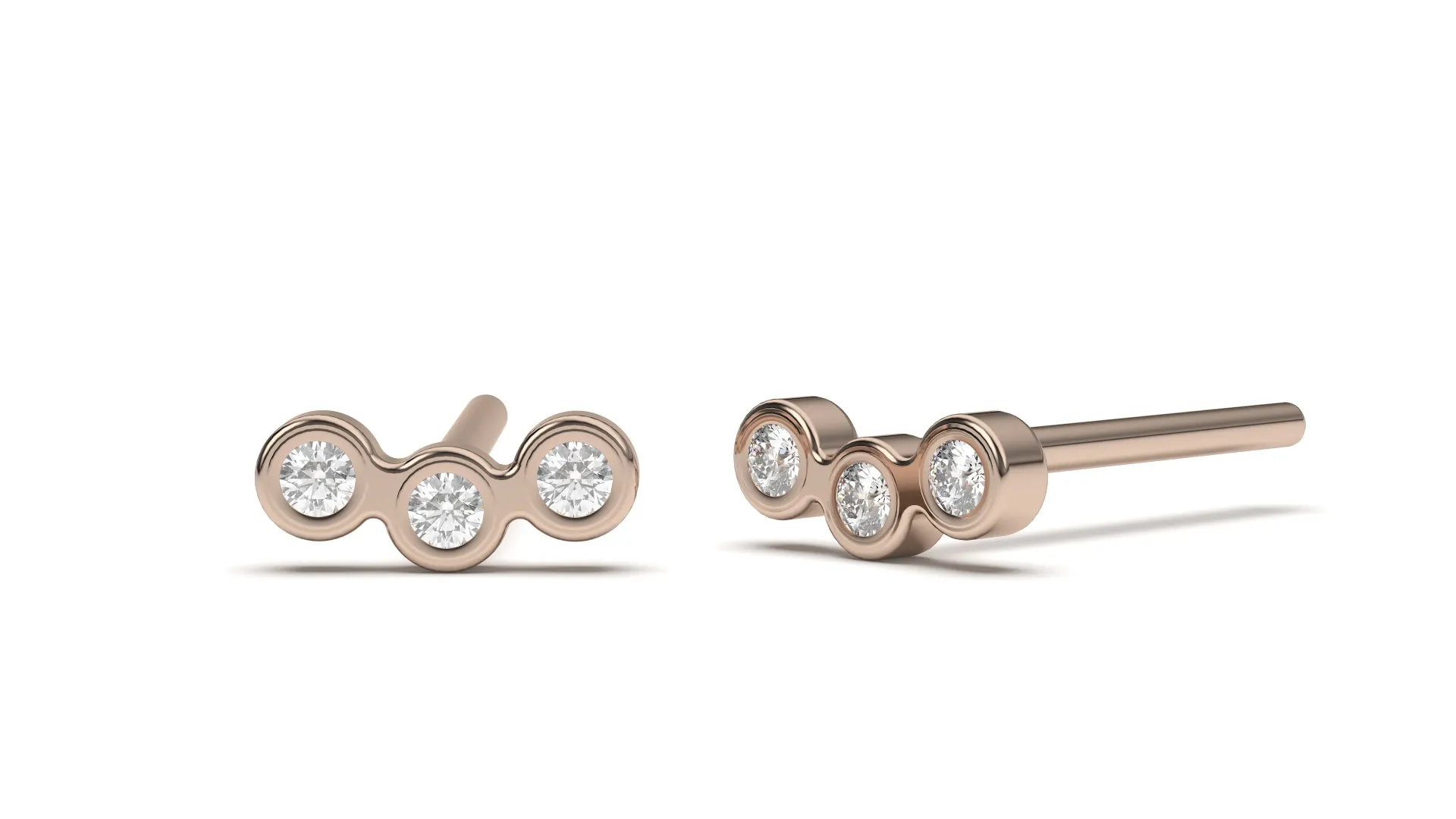 TRIVISSE-horizontal bezel-set diamond earrings - VER29897