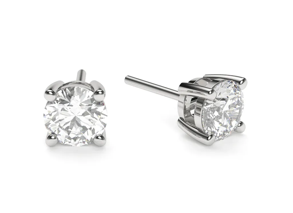 SOLOS-four prong set round diamond stud earrings - VER29925