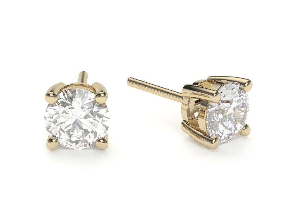 SOLOS-four prong set round diamond stud earrings - VER29925