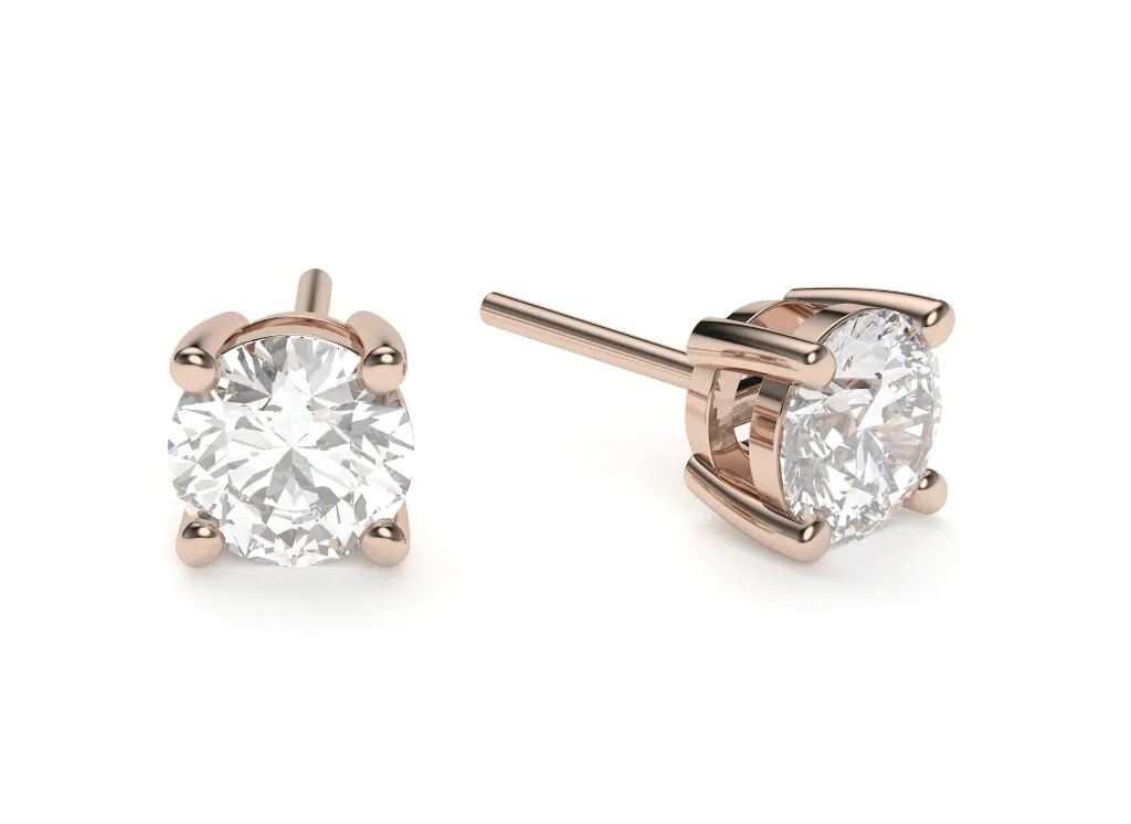 SOLOS-four prong set round diamond stud earrings - VER29925