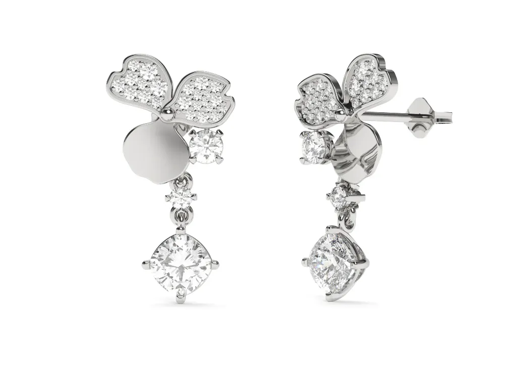 FLORANTYNE-earring with floral-inspired diamond-encrusted petals - VER29869