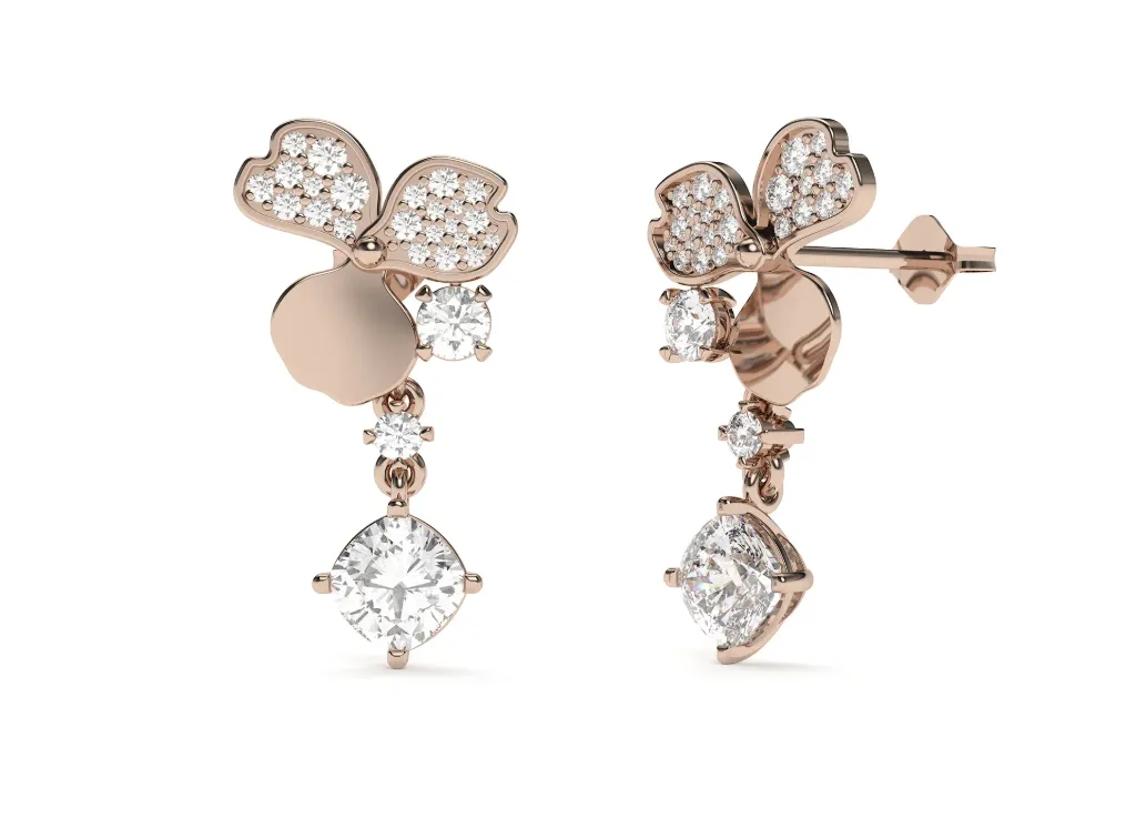 FLORANTYNE-earring with floral-inspired diamond-encrusted petals - VER29869