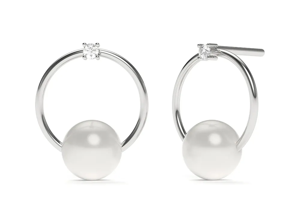 PEARLOURA-earrings with suspended pearls - VER29892