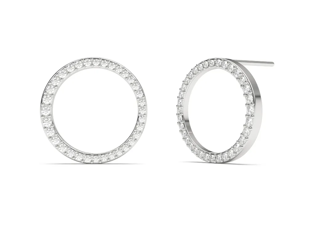 CIRYNE-circular earrings featuring a thin frame fully encrusted with closely set sparkling diamonds - VER29902