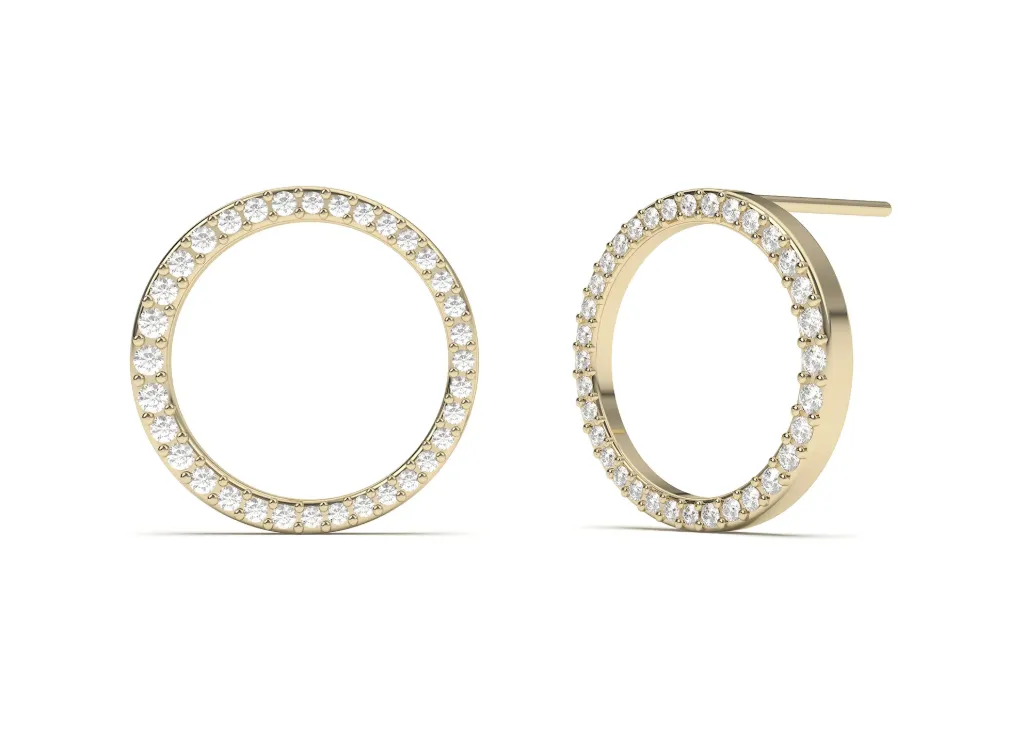 CIRYNE-circular earrings featuring a thin frame fully encrusted with closely set sparkling diamonds - VER29902