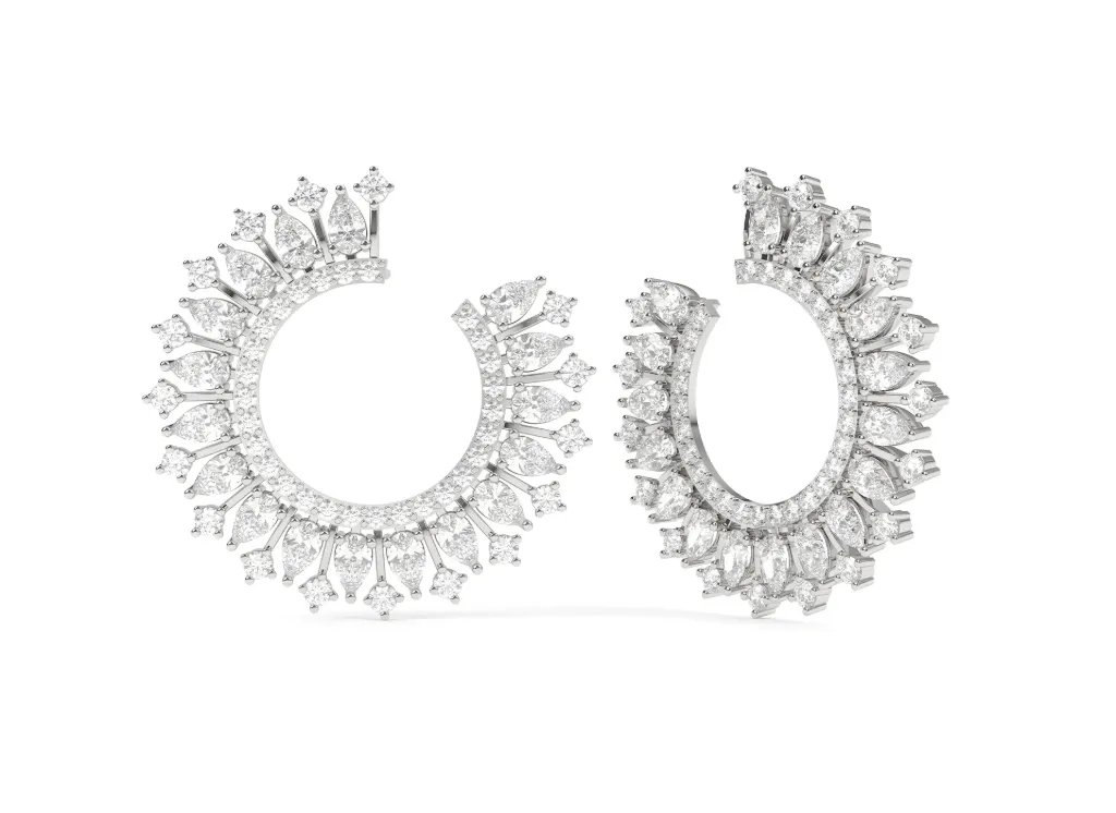 SOLYANTHE-earrings adorned with diamonds arranged in a radiant floral-inspired pattern - VER1220